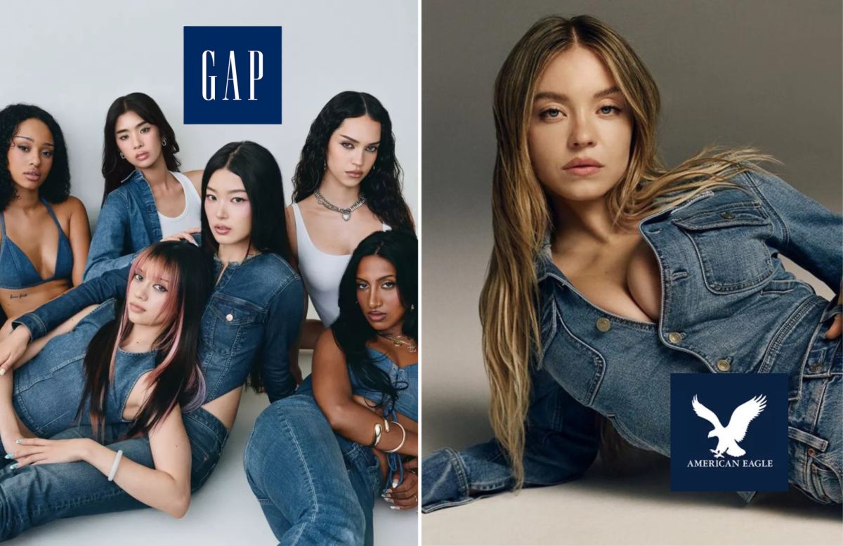 Better in Denim. vs Sydney Sweeney Has Great Jeans | Image sources: Gap, American Eagle | Thumbnail created on Canva