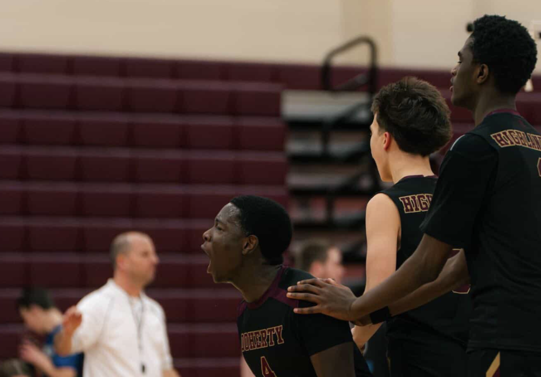 Douglas Amagyei celebrates after a point.